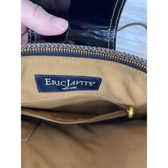 Eric Javits New York Braided Straw Patent Leather Trim Bucket Purse Handbag Bag - Picture 9 of 14